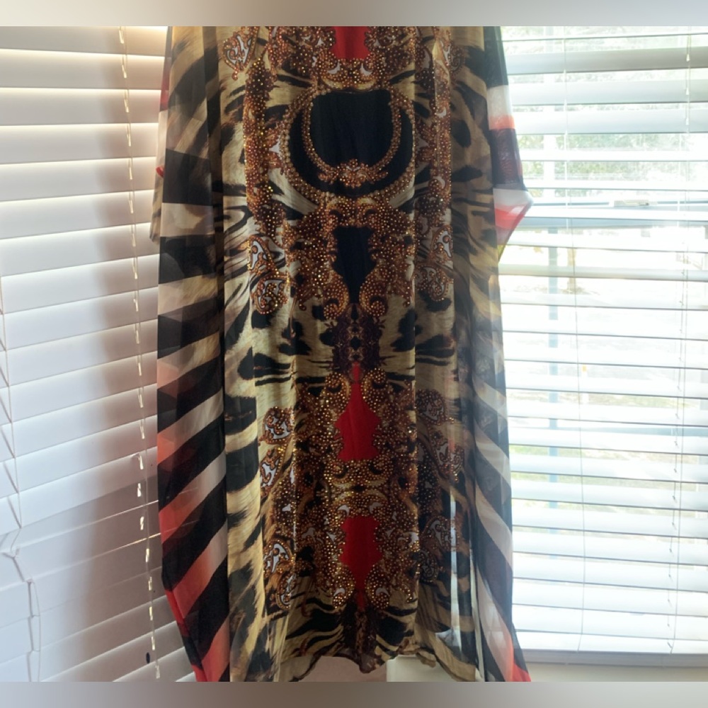 Drape multi-colored dress